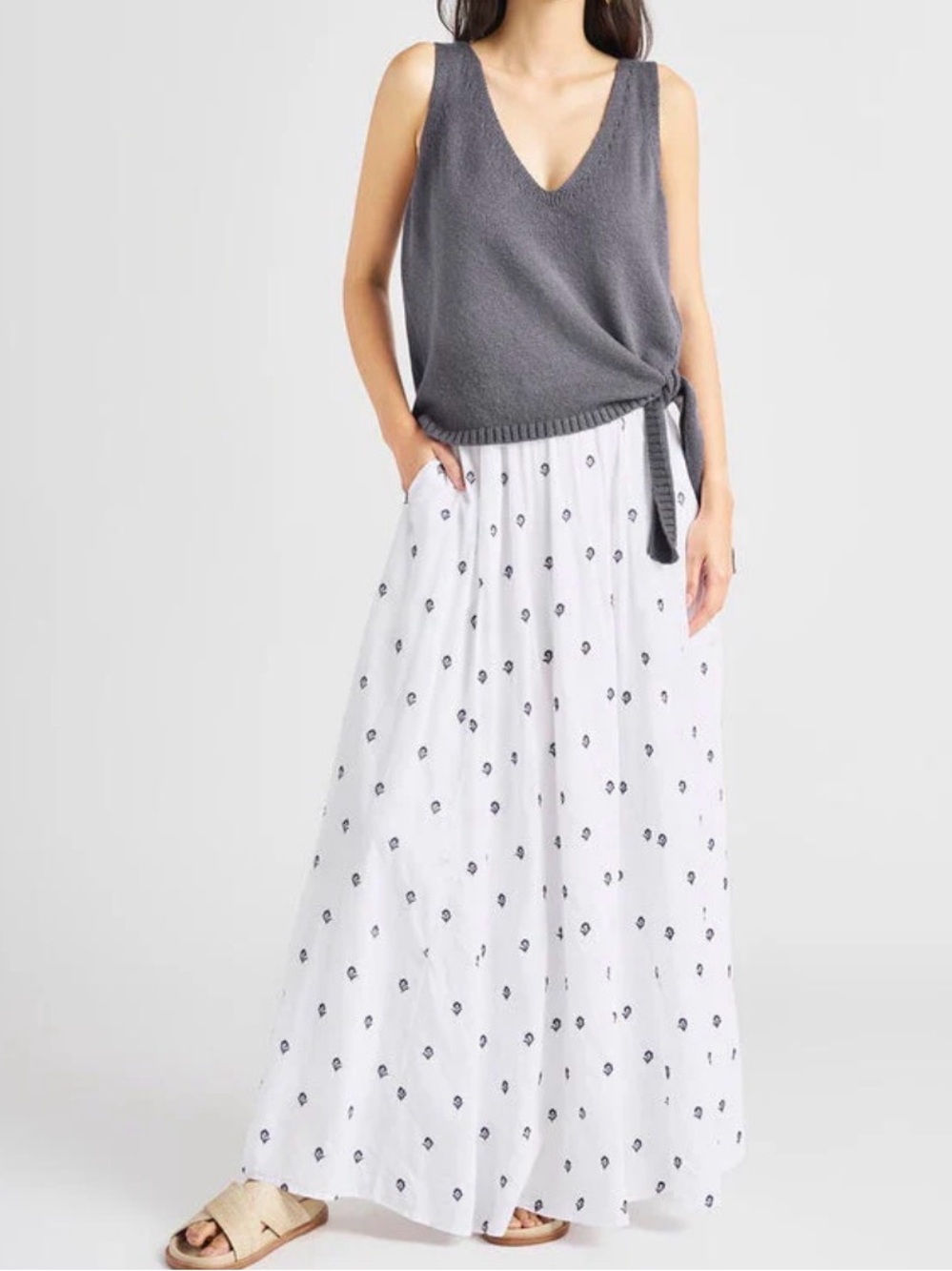Splendid White Printed Maxi Skirt - Elegant Summer Flow